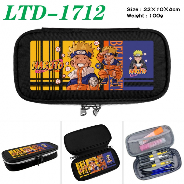 Naruto Anime Waterproof canvas zipper clamshell pencil case pencil case 22x10x4cm