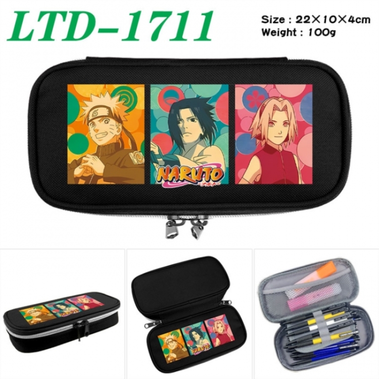 Naruto Anime Waterproof canvas zipper clamshell pencil case pencil case 22x10x4cm