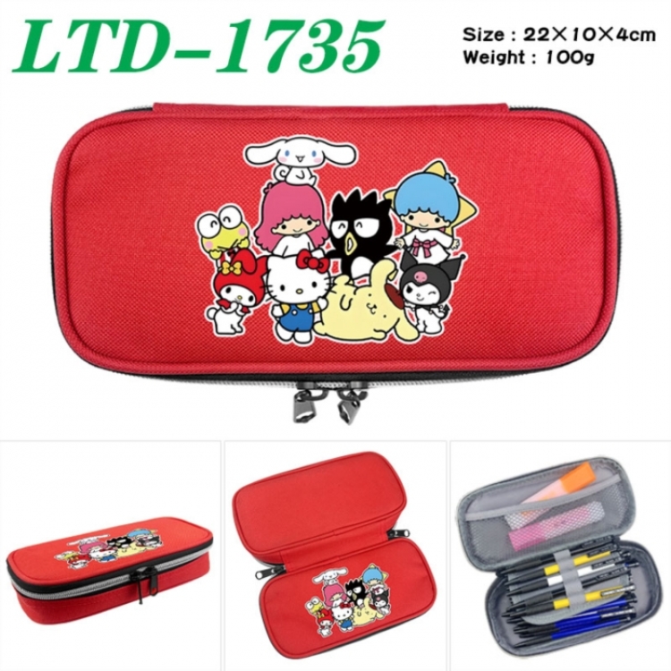 Sanrio Anime Waterproof canvas zipper clamshell pencil case pencil case 22x10x4cm