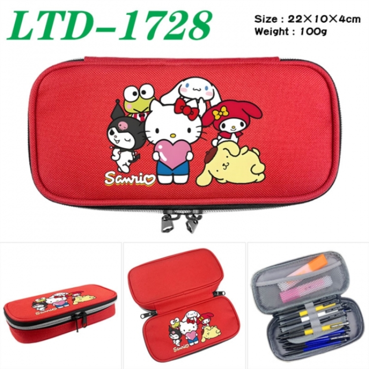 Sanrio Anime Waterproof canvas zipper clamshell pencil case pencil case 22x10x4cm