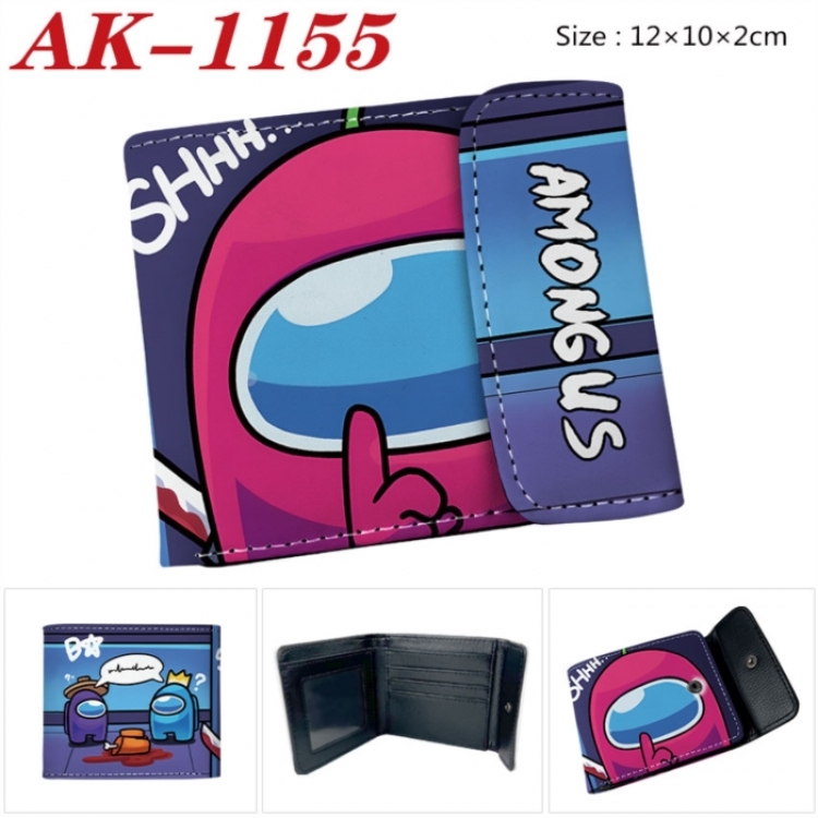 Among Us Anime PU leather full color buckle two fold wallet 12X10X2CM