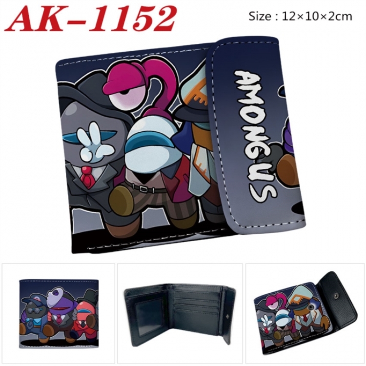Among Us Anime PU leather full color buckle two fold wallet 12X10X2CM