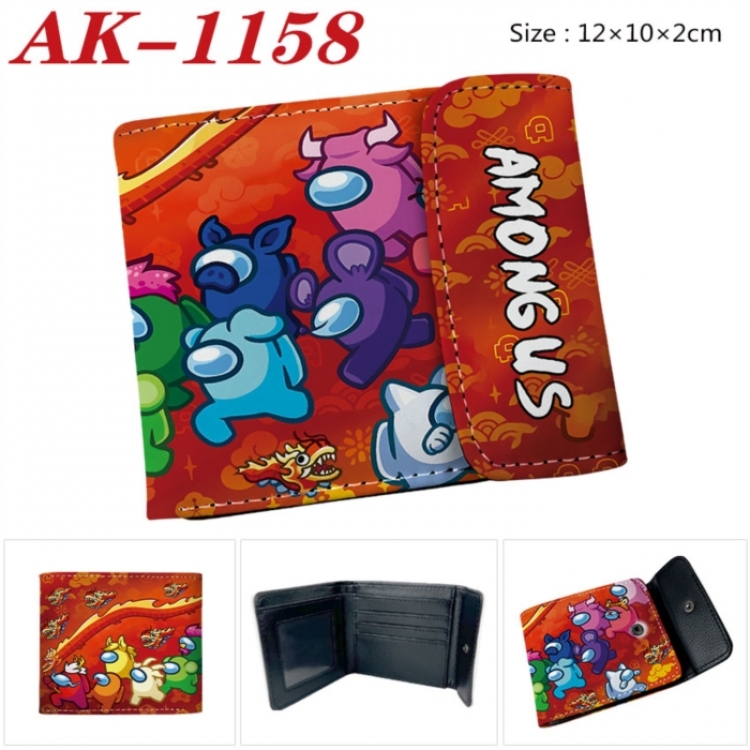Among Us Anime PU leather full color buckle two fold wallet 12X10X2CM