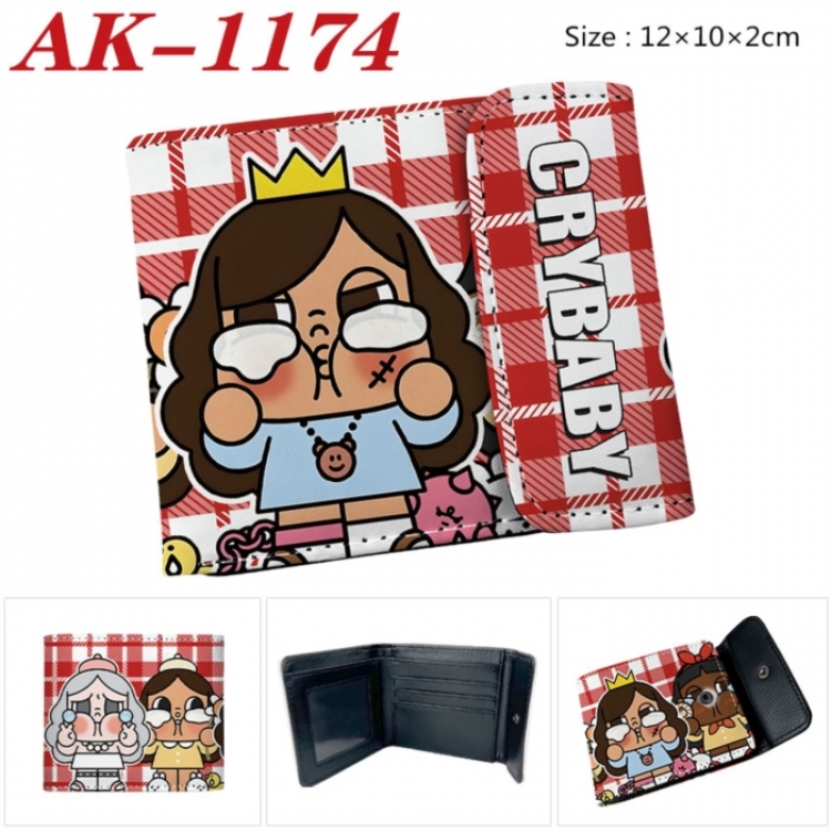 Crybaby Anime PU leather full color buckle two fold wallet 12X10X2CM