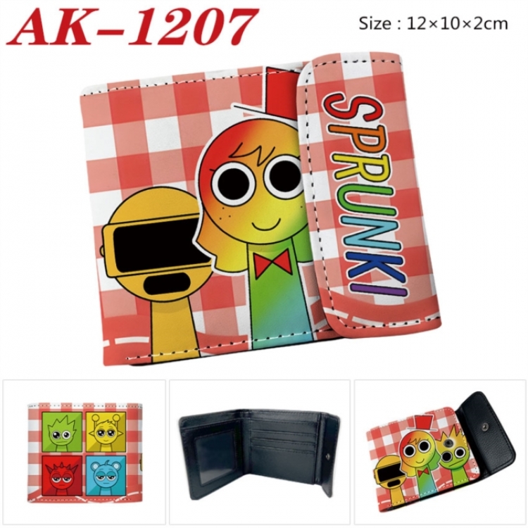 Sprunki Anime PU leather full color buckle two fold wallet 12X10X2CM
