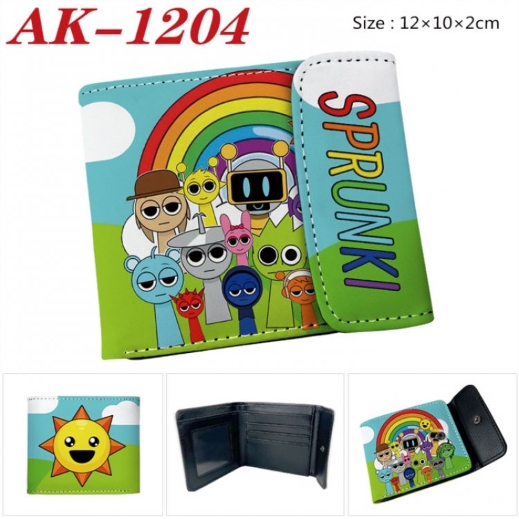 Sprunki Anime PU leather full color buckle two fold wallet 12X10X2CM