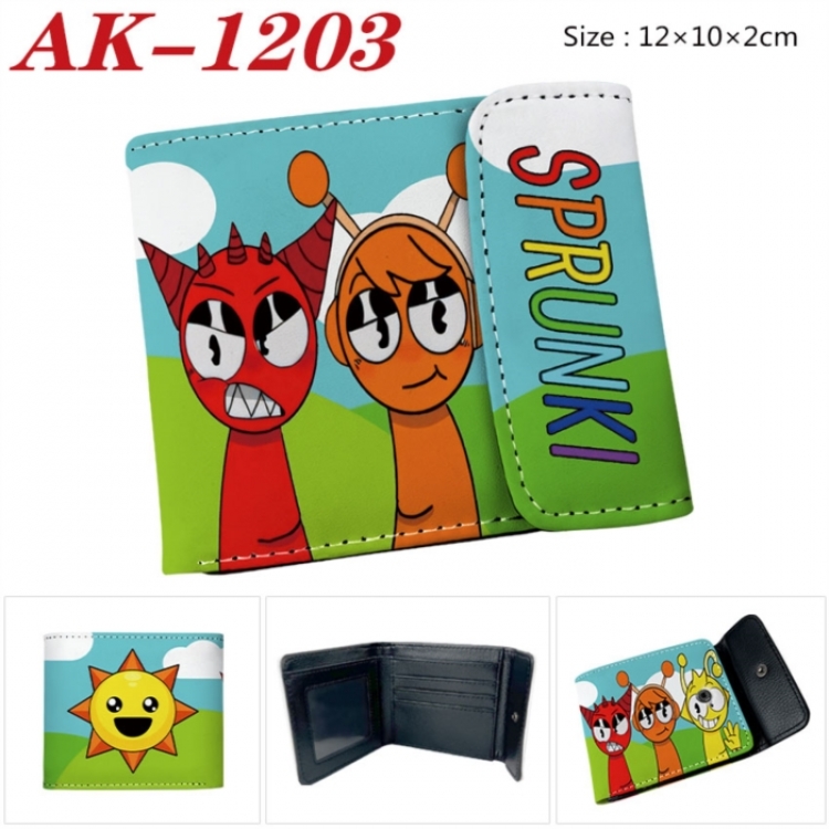 Sprunki Anime PU leather full color buckle two fold wallet 12X10X2CM