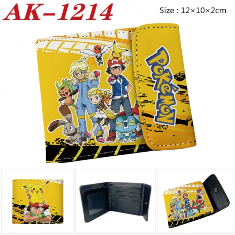 Pokemon Anime PU leather full color buckle two fold wallet 12X10X2CM