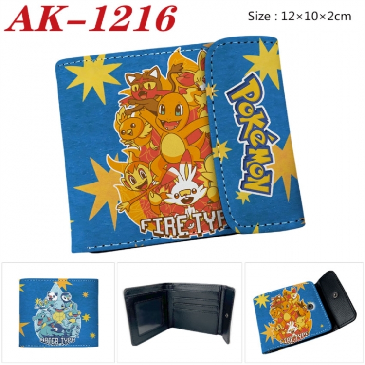 Pokemon Anime PU leather full color buckle two fold wallet 12X10X2CM