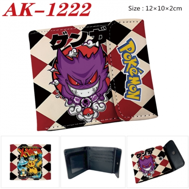 Pokemon Anime PU leather full color buckle two fold wallet 12X10X2CM