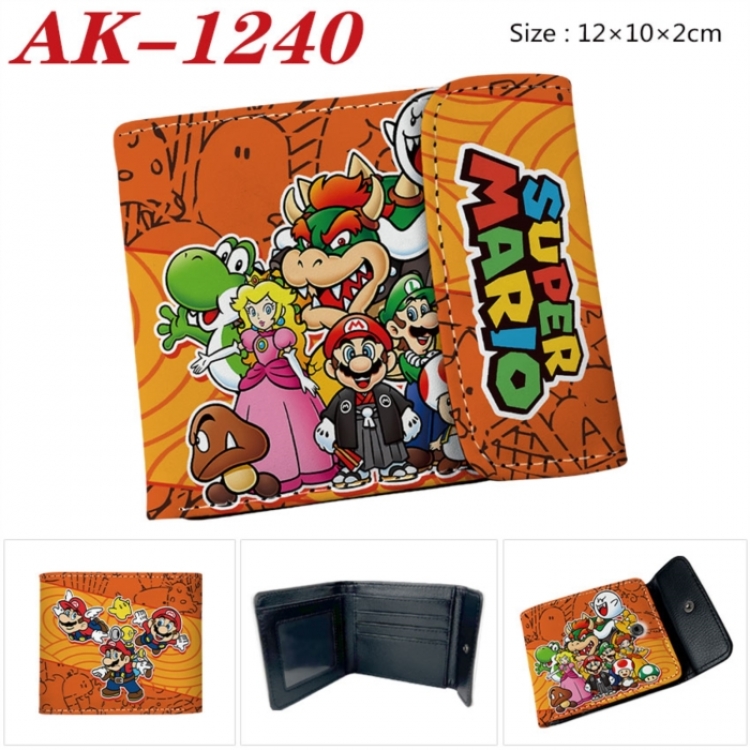 Super Mario Anime PU leather full color buckle two fold wallet 12X10X2CM