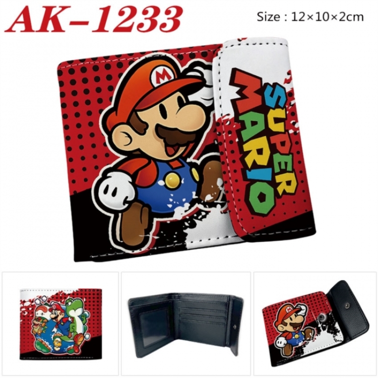 Super Mario Anime PU leather full color buckle two fold wallet 12X10X2CM