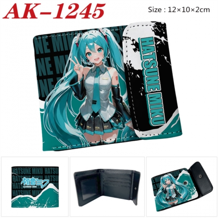 Hatsune Miku Anime PU leather full color buckle two fold wallet 12X10X2CM