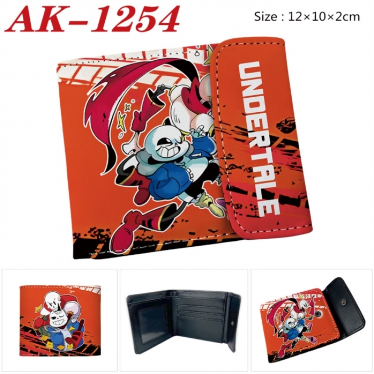 Undertale Anime PU leather full color buckle two fold wallet 12X10X2CM