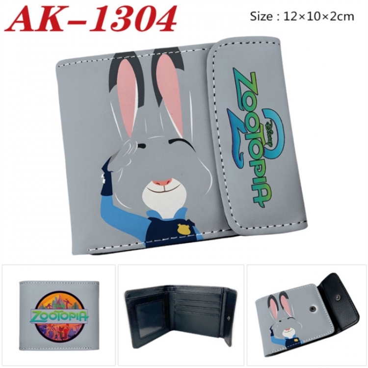 Zootopia Anime PU leather full color buckle two fold wallet 12X10X2CM