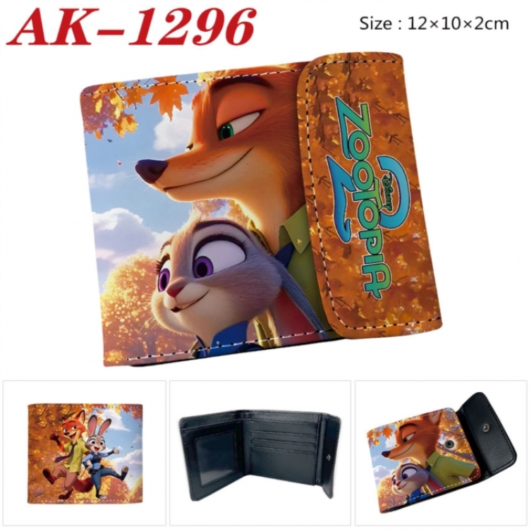 Zootopia Anime PU leather full color buckle two fold wallet 12X10X2CM