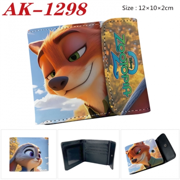 Zootopia Anime PU leather full color buckle two fold wallet 12X10X2CM