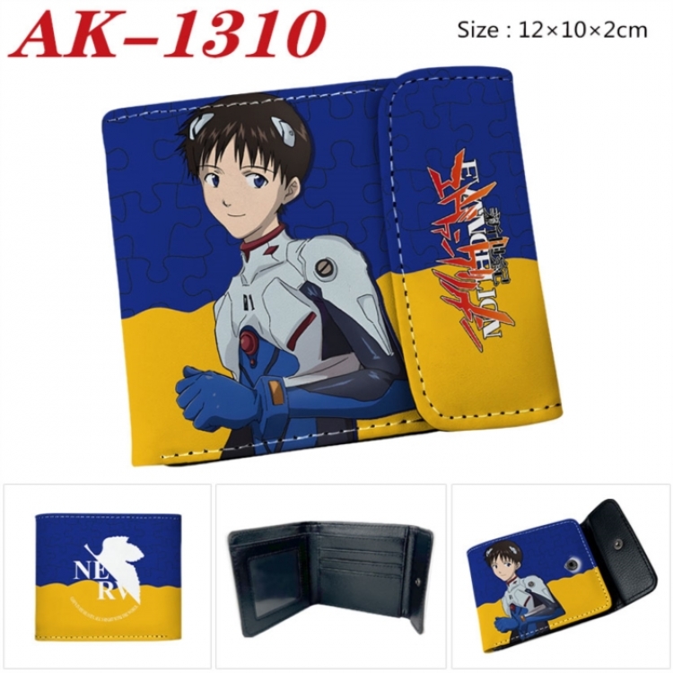 EVA Anime PU leather full color buckle two fold wallet 12X10X2CM