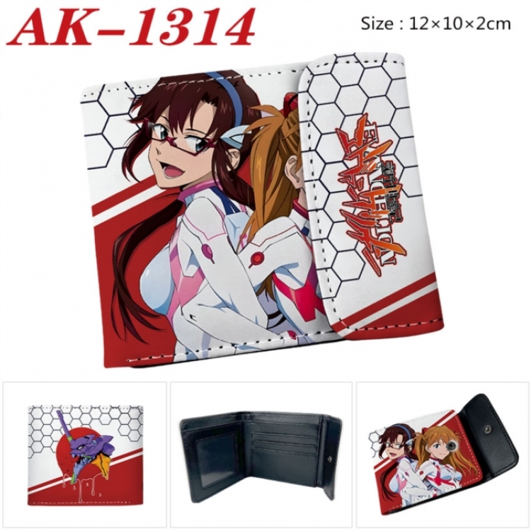 EVA Anime PU leather full color buckle two fold wallet 12X10X2CM