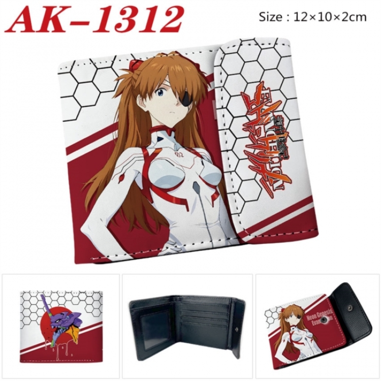 EVA Anime PU leather full color buckle two fold wallet 12X10X2CM