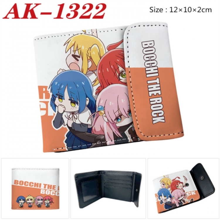 BOCCHI THE ROCK! Anime PU leather full color buckle two fold wallet 12X10X2CM