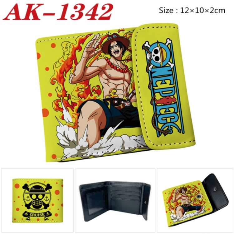 One Piece Anime PU leather full color buckle two fold wallet 12X10X2CM