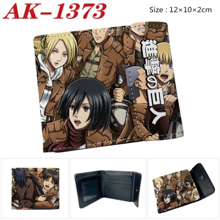 Shingeki no Kyojin Anime PU leather full color buckle two fold wallet 12X10X2CM