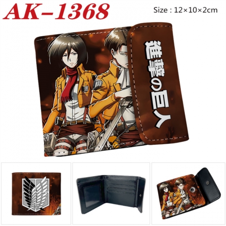 Shingeki no Kyojin Anime PU leather full color buckle two fold wallet 12X10X2CM