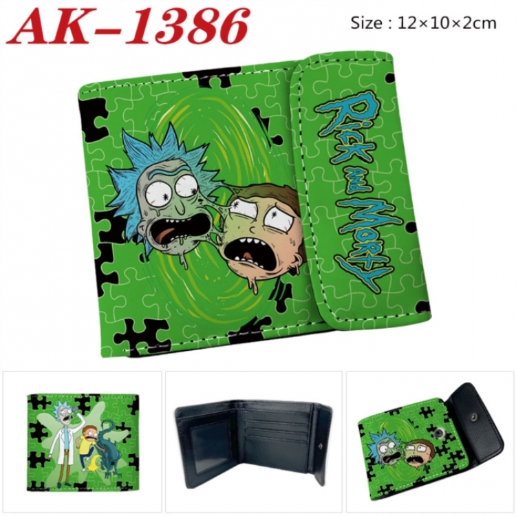 Rick and Morty Anime PU leather full color buckle two fold wallet 12X10X2CM