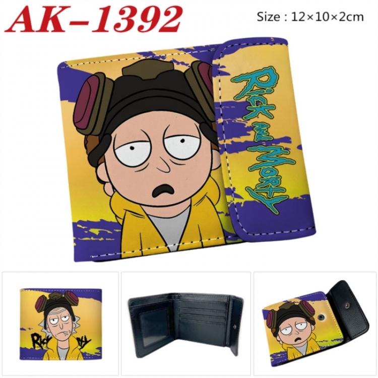 Rick and Morty Anime PU leather full color buckle two fold wallet 12X10X2CM