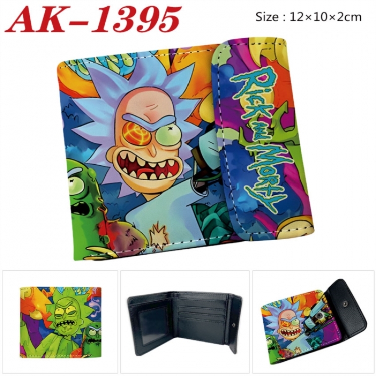 Rick and Morty Anime PU leather full color buckle two fold wallet 12X10X2CM