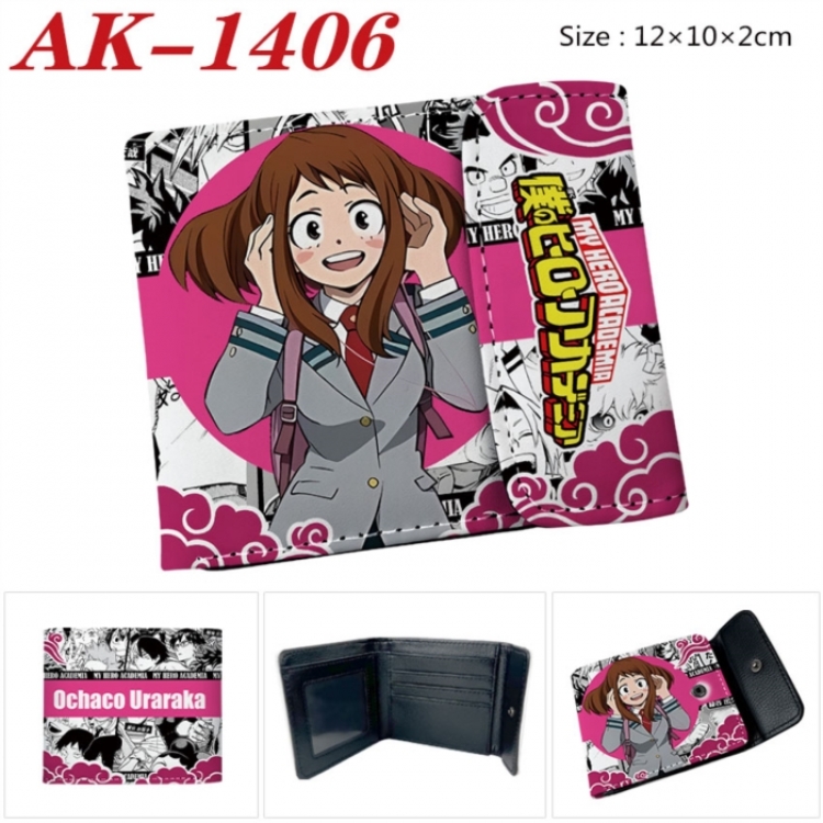 My Hero Academia Anime PU leather full color buckle two fold wallet 12X10X2CM