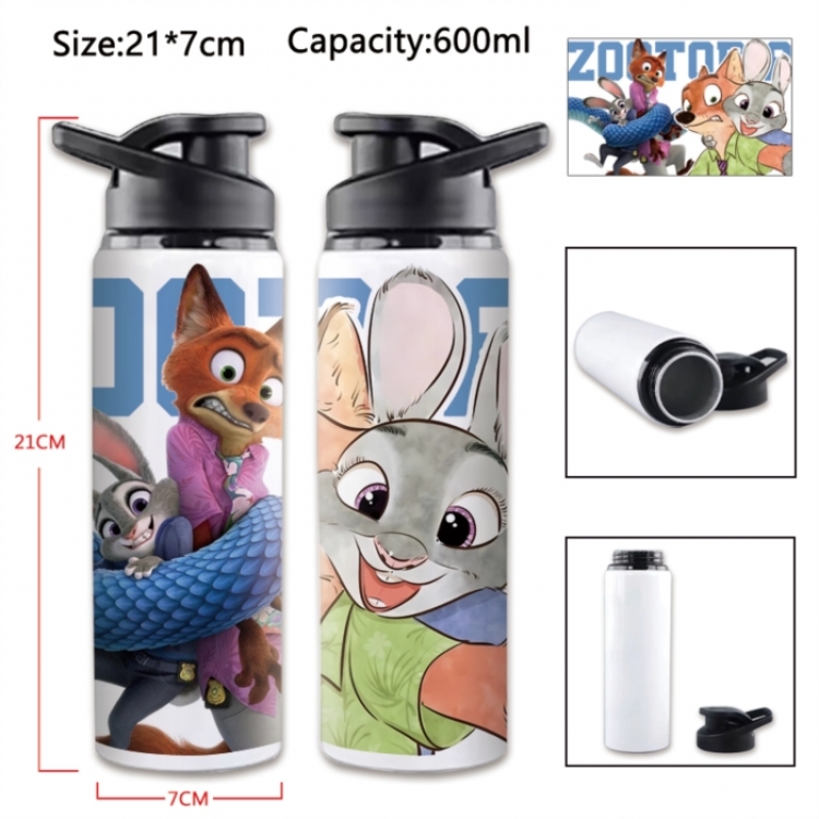 Zootopia Anime Printed Outdoor Sports Water Bottle 600ml 21x7cm