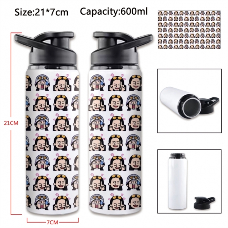One Piece Anime Printed Outdoor Sports Water Bottle 600ml 21x7cm