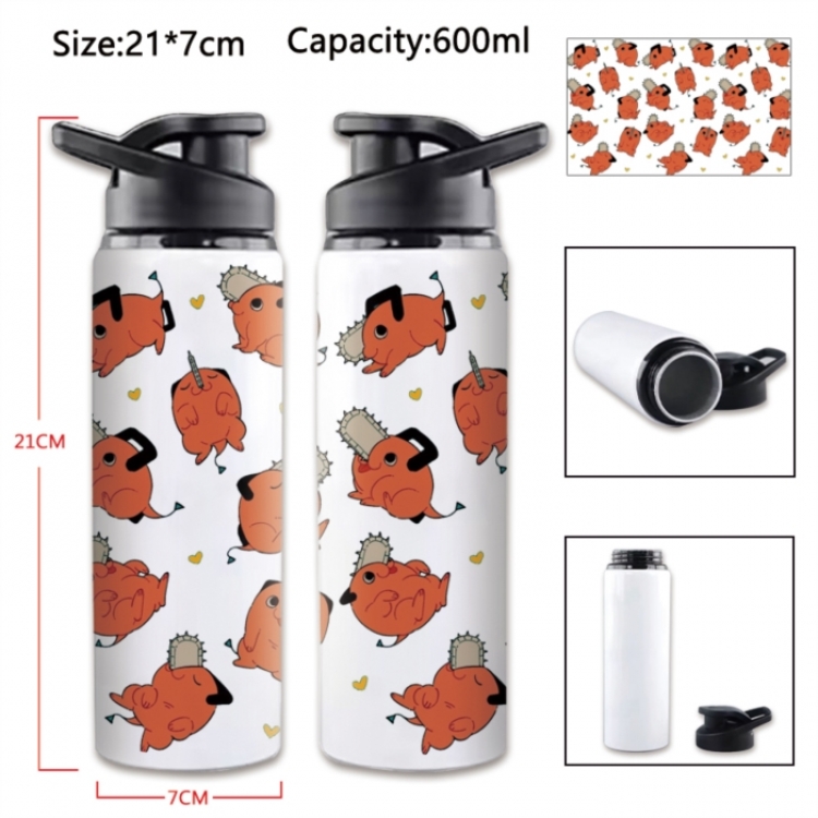 Chainsaw Man Anime Printed Outdoor Sports Water Bottle 600ml 21x7cm