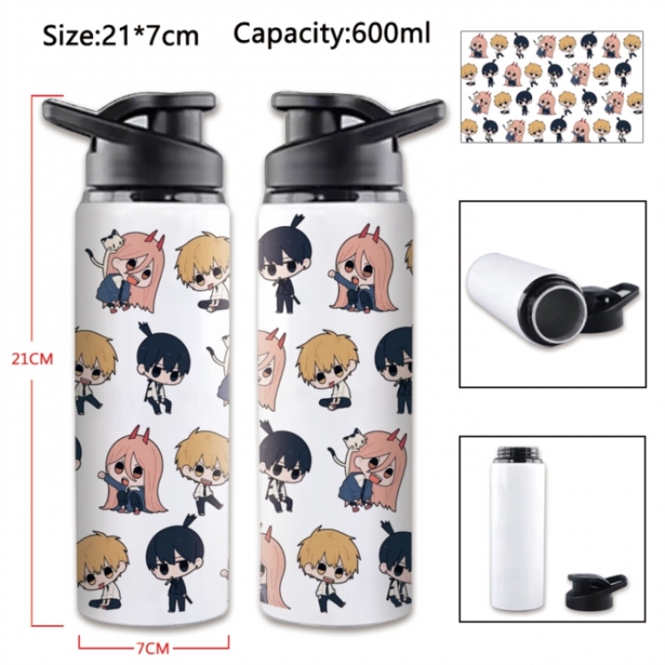 Chainsaw Man Anime Printed Outdoor Sports Water Bottle 600ml 21x7cm