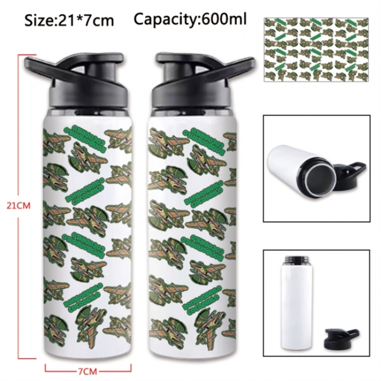 Italian-Brainrot Anime Printed Outdoor Sports Water Bottle 600ml 21x7cm