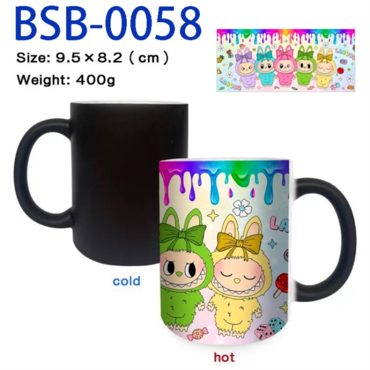 Labubu Anime peripherals color changing ceramic cup tea cup mug 9.5X8.2cm
