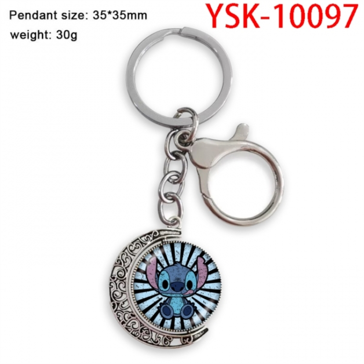 Lilo & Stitch Anime double-sided crystal rotating gemstone keychain pendant price for 5 pcs