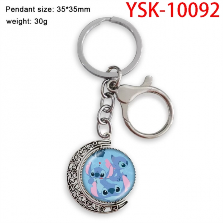 Lilo & Stitch Anime double-sided crystal rotating gemstone keychain pendant price for 5 pcs