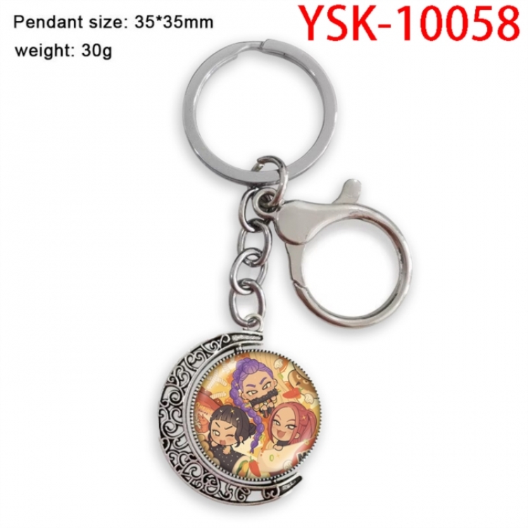 K-Pop Demon Hunters Anime double-sided crystal rotating gemstone keychain pendant price for 5 pcs