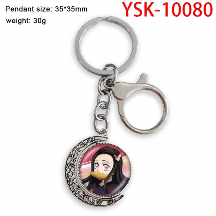 Demon Slayer Kimets Anime double-sided crystal rotating gemstone keychain pendant price for 5 pcs