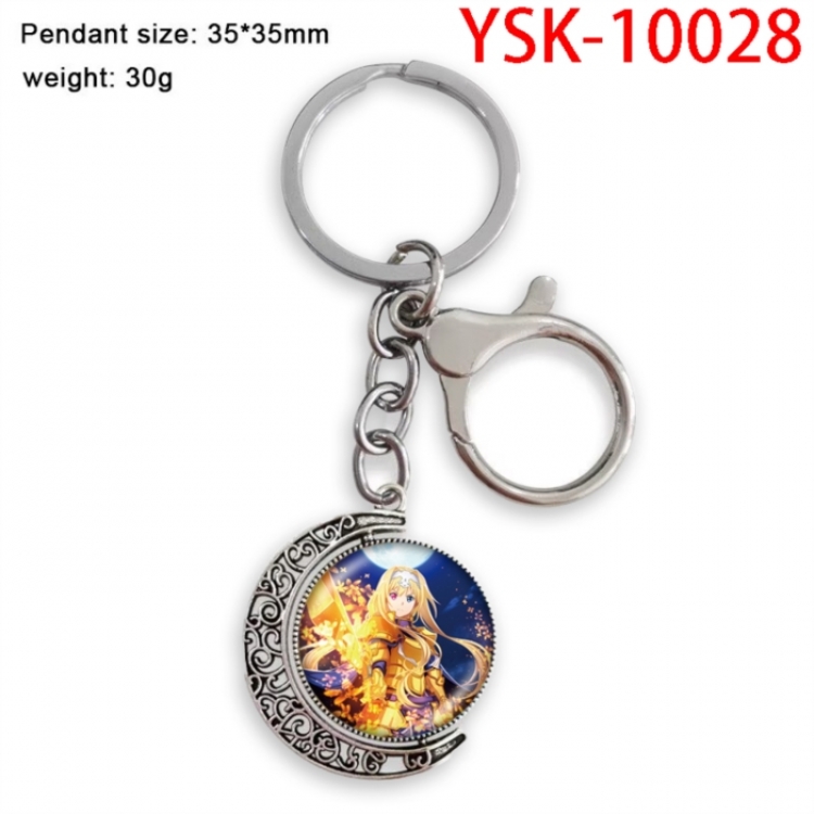 Sword Art Anime double-sided crystal rotating gemstone keychain pendant price for 5 pcs
