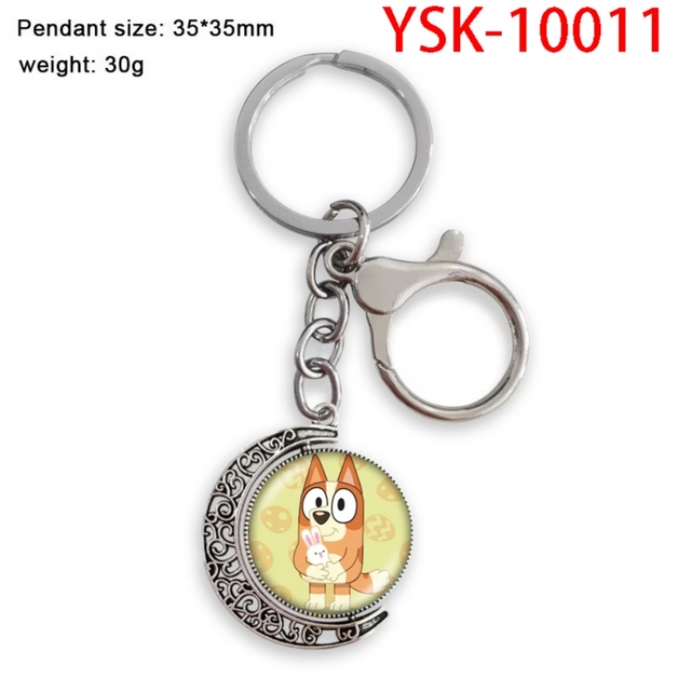 Bluey Anime double-sided crystal rotating gemstone keychain pendant price for 5 pcs