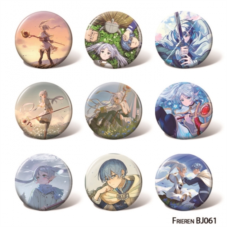 Frieren: Beyond Journey's Anime tin chest badge with a diameter of 58mm a set of 9