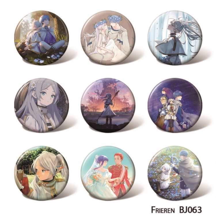 Frieren: Beyond Journey's Anime tin chest badge with a diameter of 58mm a set of 9