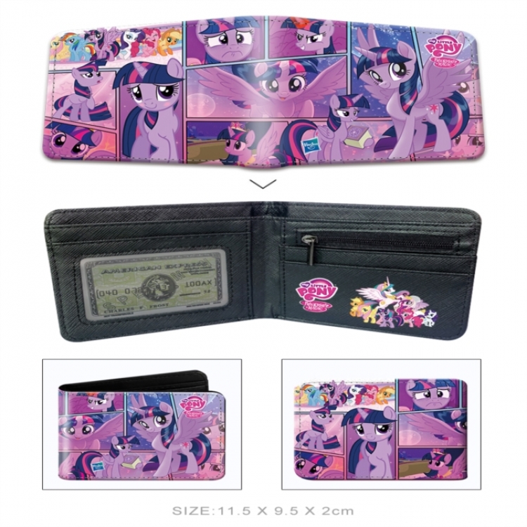 My Little Pony 3D concave convex two fold  shortshort wallet leather wallet 11X9.5 60G