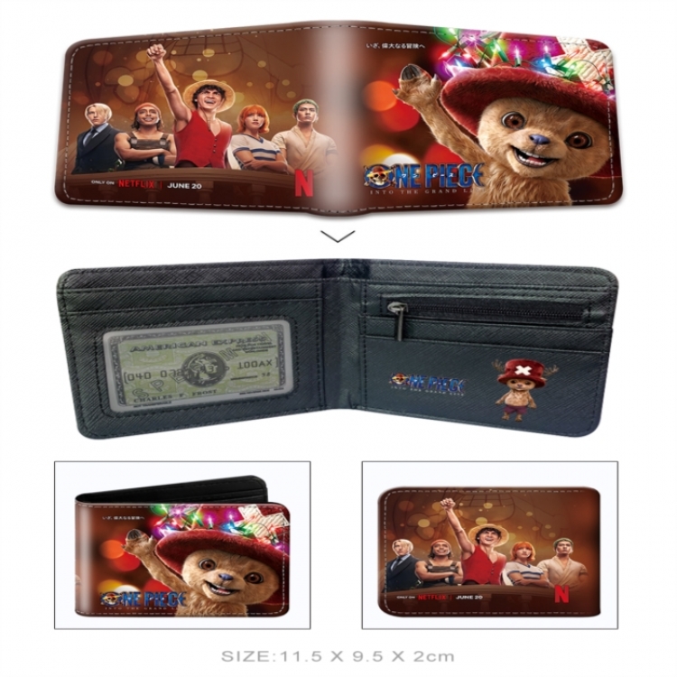 One Piece 3D concave convex two fold  shortshort wallet leather wallet 11X9.5 60G