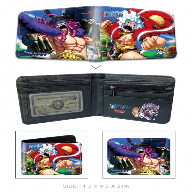 One Piece 3D concave convex two fold  shortshort wallet leather wallet 11X9.5 60G
