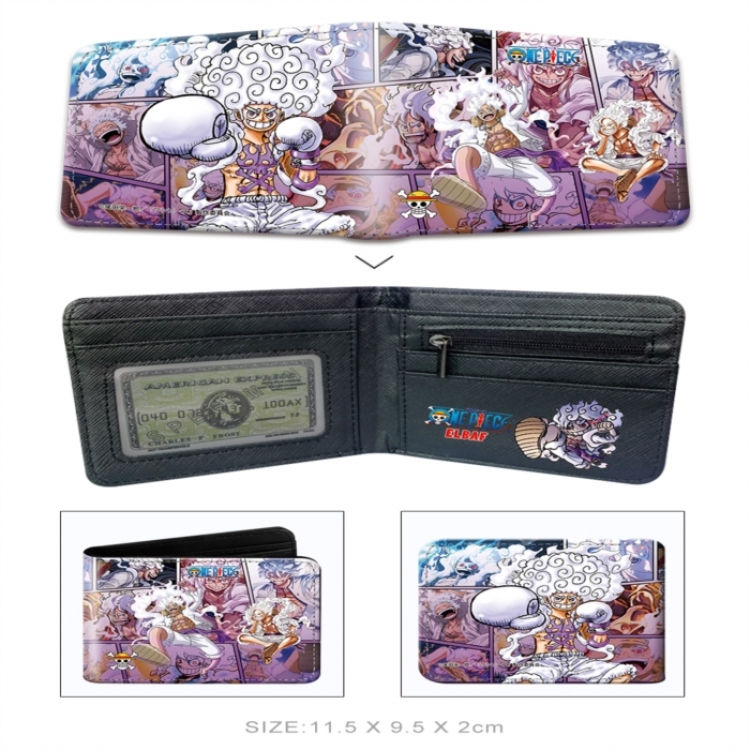 One Piece 3D concave convex two fold  shortshort wallet leather wallet 11X9.5 60G